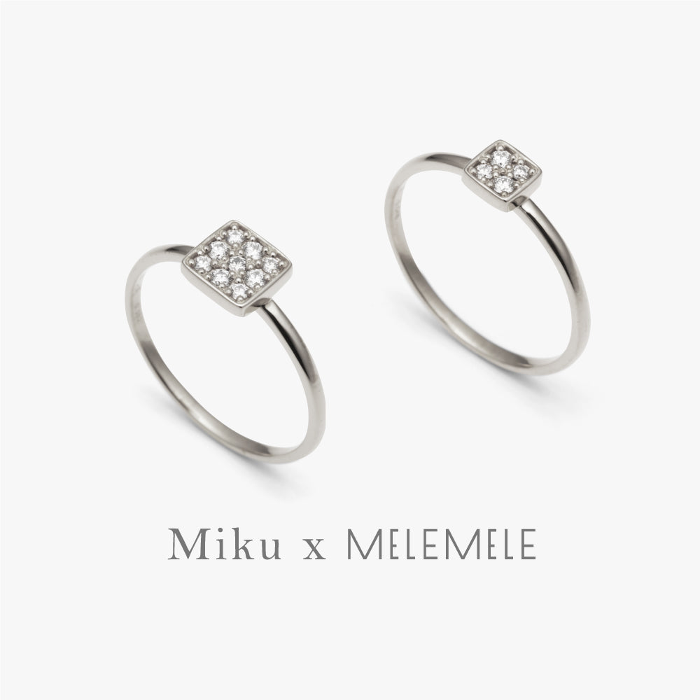 melemele DAILY Square Set Ring - Silver